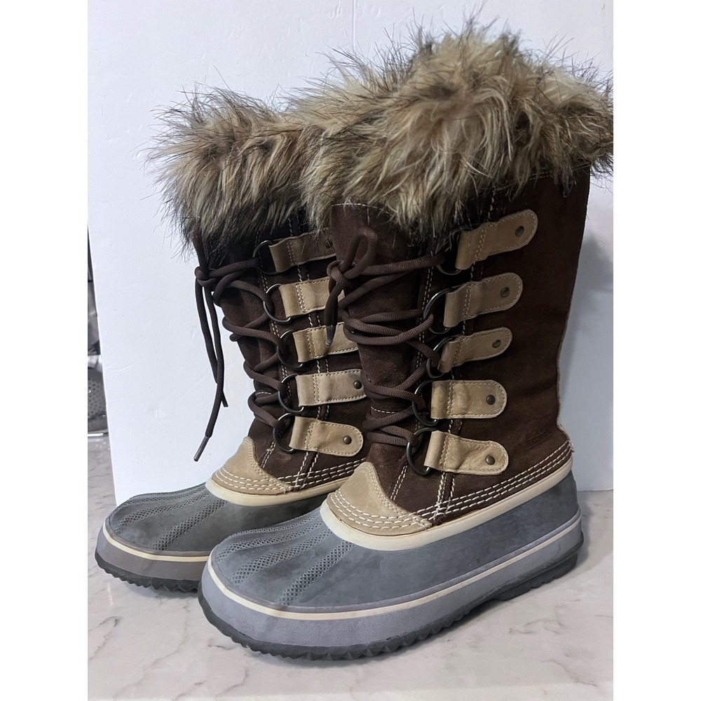 Sorel Women's Joan of Arc Boots Waterproof Fur Trimmed‎ Lace Up Size 8 (READ)